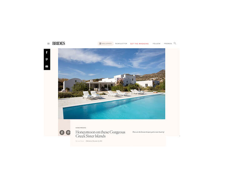 BRIDES Magazine - Honeymoon on these Gorgeous Greek Sister Islands