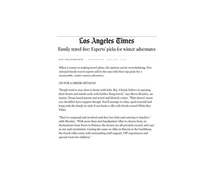 LA Times: Experts pick their favorite family adventures